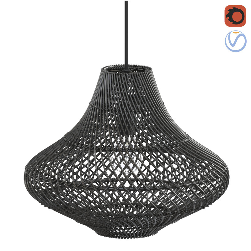 Pasadena Rattan Ceiling Tulip Skirt Black Lamp 3D Baskı Modeli .c4d .max .obj .3ds .fbx .stl .blend
