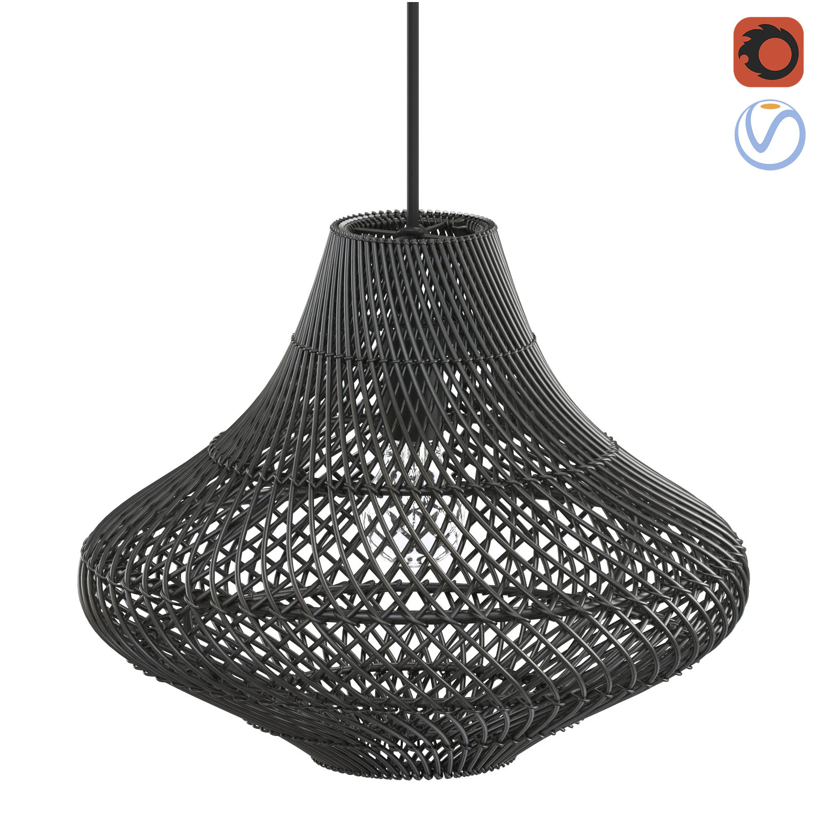 Pasadena Rattan Decken-Tulpenrock, schwarze Lampe 3D Druckmodell .c4d .max .obj .3ds .fbx .stl .blend 