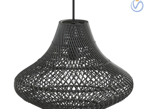 Pasadena Rattan teto saia tulipa l&acirc;mpada preta Modelo de Impressão 3D