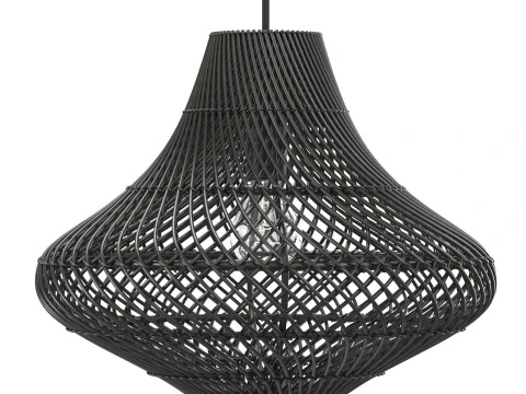 Pasadena Rattan Decken-Tulpenrock, schwarze Lampe 3D Druckmodell