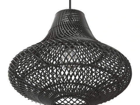 Pasadena Rattan Decken-Tulpenrock, schwarze Lampe 3D Druckmodell