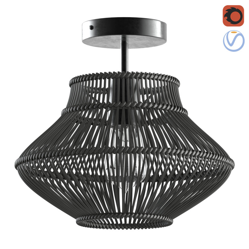 Neher Black Rattan Semi Flush Mount Modèles 3D en vedette .c4d .max .obj .3ds .fbx .stl .blend