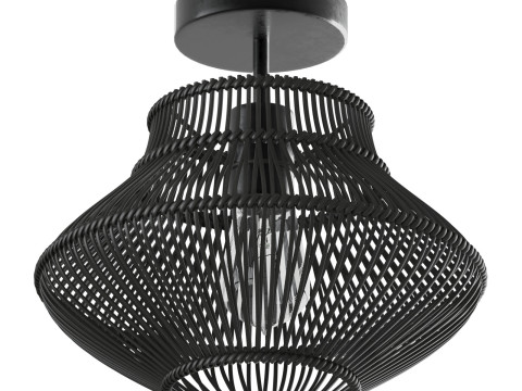 Neher Black Rattan Semi Flush Mount Modèles 3D en vedette