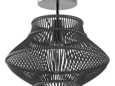 Neher Black Rattan Semi Flush Mount Modèles 3D en vedette