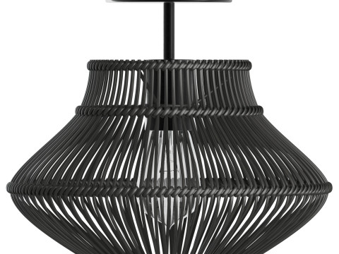 Neher Black Rattan Semi Flush Mount Modèles 3D en vedette