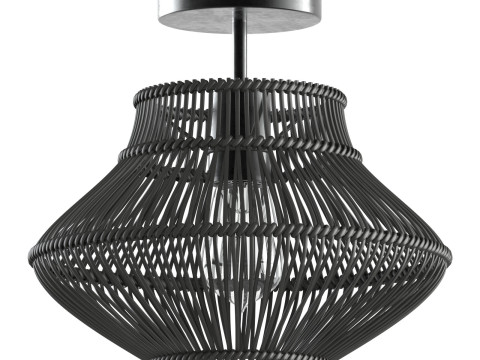 Neher Black Rattan Semi Flush Mount Modèles 3D en vedette