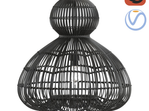 Aurelia Black Pendant Lamp In Rattan 3D 프린트 모델