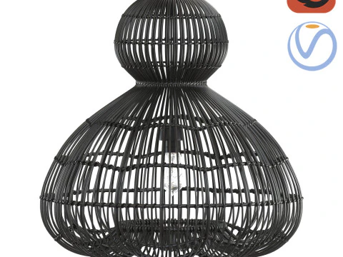 Candeeiro suspenso Aurelia preto em rattan Modelo de Impressão 3D