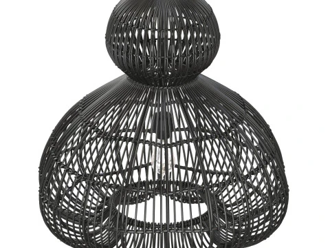 Candeeiro suspenso Aurelia preto em rattan Modelo de Impressão 3D