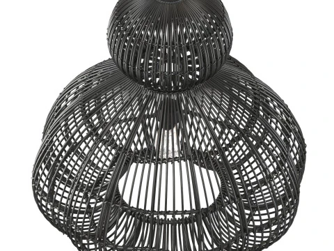 Candeeiro suspenso Aurelia preto em rattan Modelo de Impressão 3D