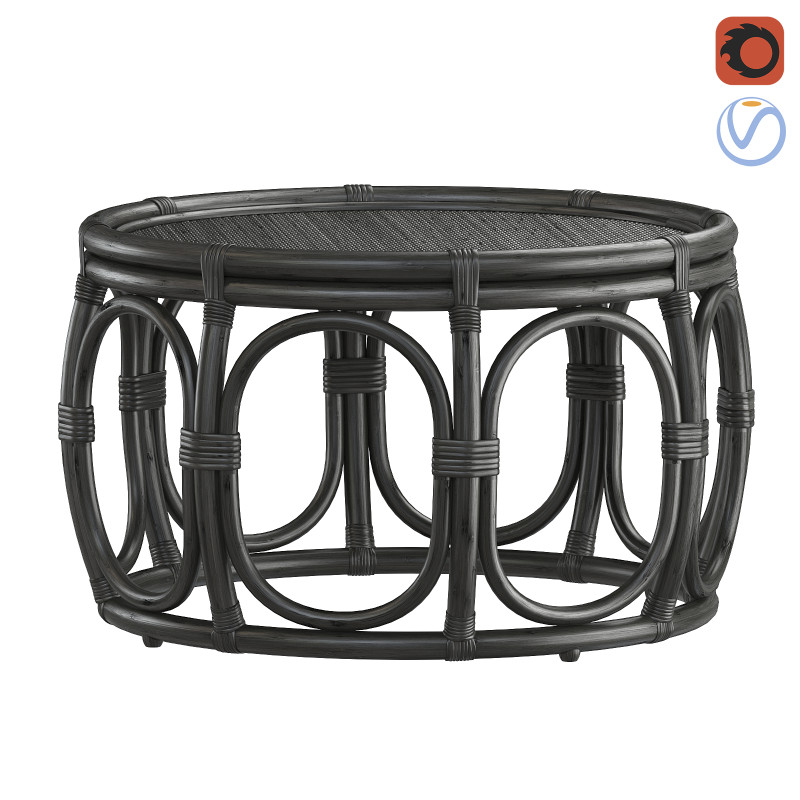 Black Round Wicker rattan bamboo table 3D Modell .c4d .max .obj .3ds .fbx .stl .blend 