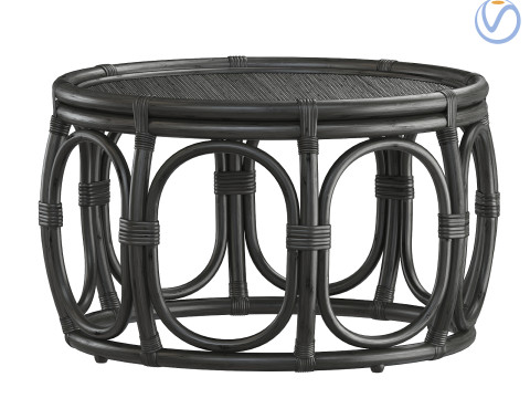 Black Round Wicker rattan bamboo table Model 3D