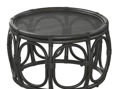 Black Round Wicker rattan bamboo table 3D Modell