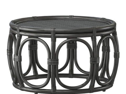 Black Round Wicker rattan bamboo table 3D Modell