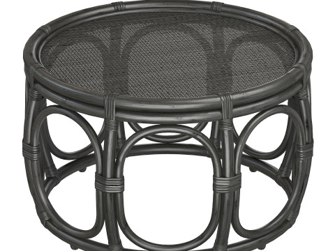 Black Round Wicker rattan bamboo table 3D Modell