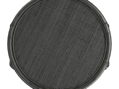 Black Round Wicker rattan bamboo table 3D Model