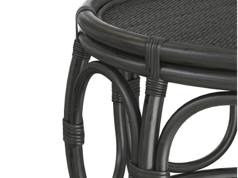 Black Round Wicker rattan bamboo table 3D Model