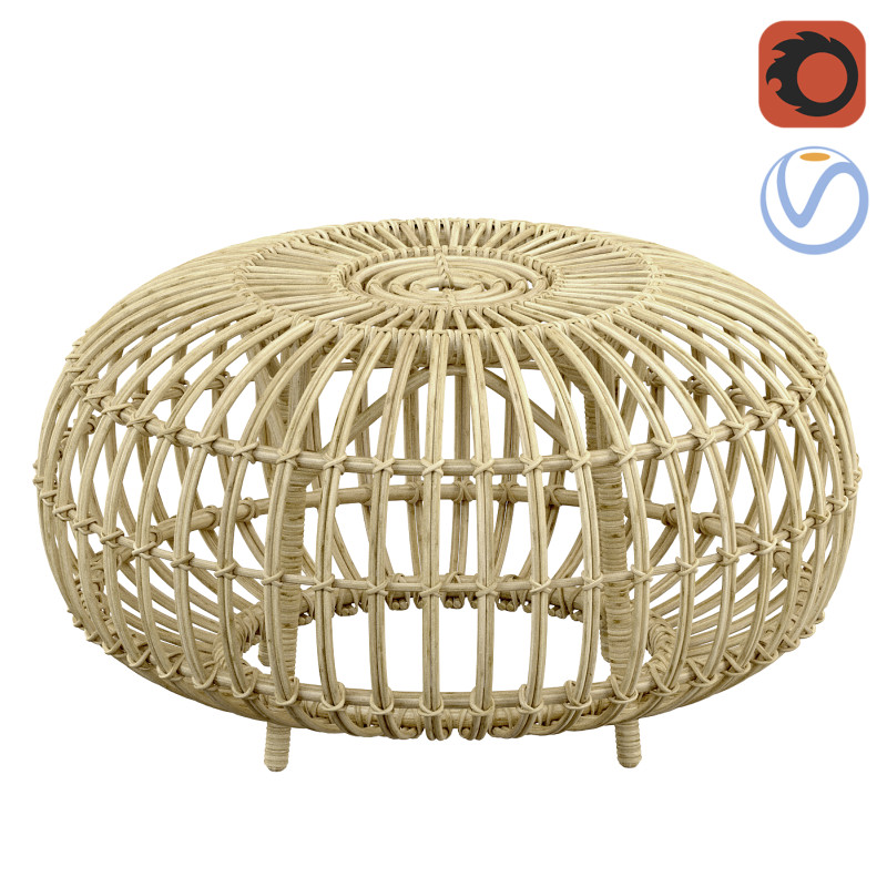 Pouf Beige rotin OTTOMAN de Sika Design 3D 프린트 모델 .c4d .max .obj .3ds .fbx .stl .blend