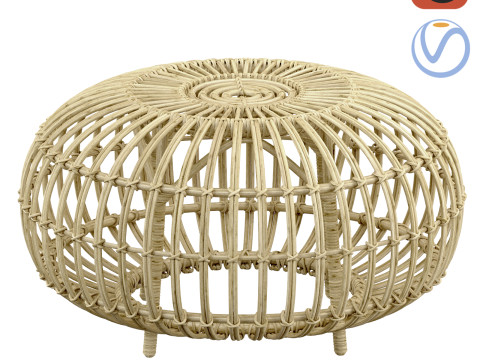 Pouf Beige rotin OTTOMAN de Sika Design Modèles 3D en vedette
