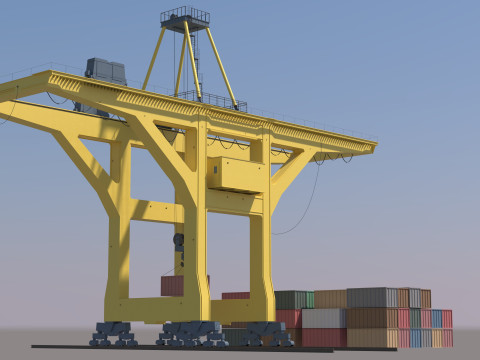 Port Crane and Container Loading Environment Modèle 3D