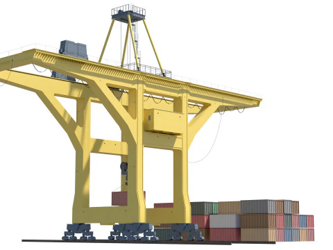 Port Crane and Container Loading Environment 3D Model