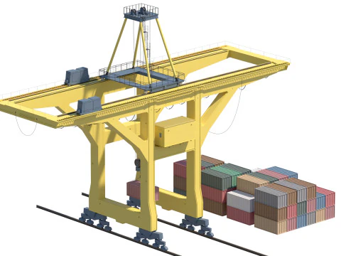 Port Crane and Container Loading Environment 3D Model
