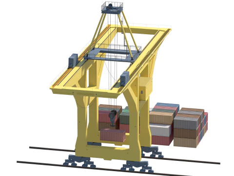 Port Crane and Container Loading Environment 3D Model