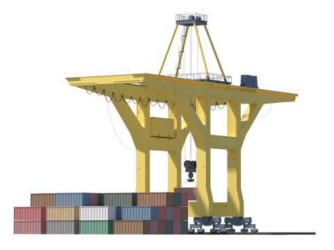 Port Crane and Container Loading Environment 3D Model