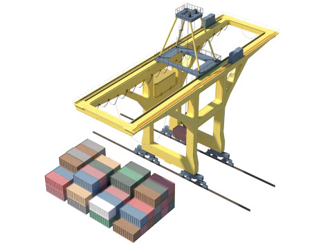 Port Crane and Container Loading Environment 3D Model