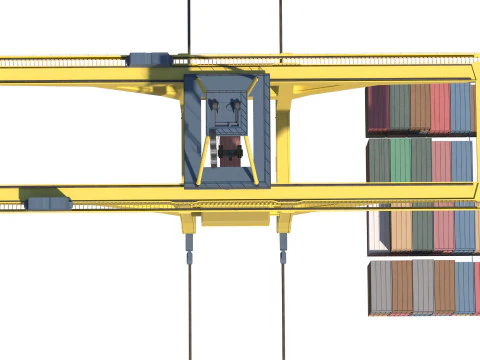 Port Crane and Container Loading Environment 3D Model