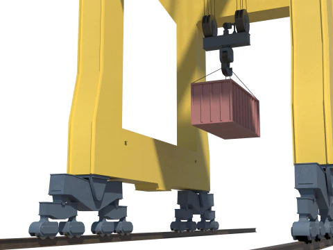 Port Crane and Container Loading Environment 3D Model