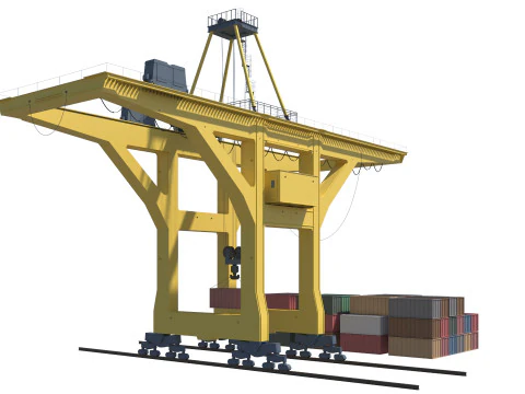 Port Crane and Container Loading Environment 3D Model