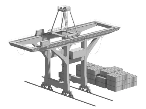 Port Crane and Container Loading Environment 3D Model