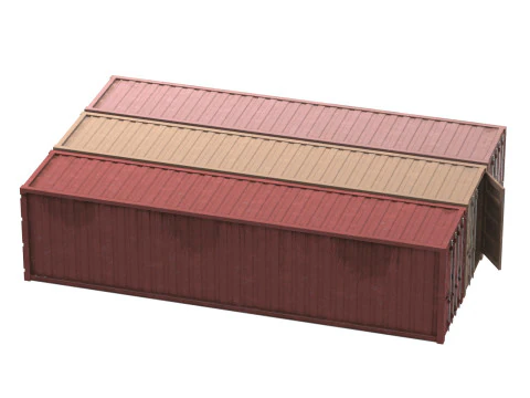 Set of 3 Shipping Container long version 3D Model