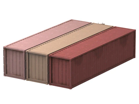 Set of 3 Shipping Container long version 3D Model