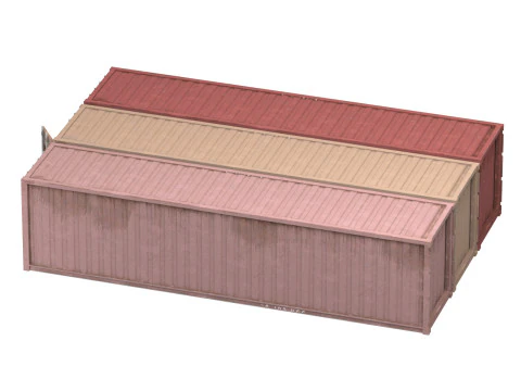Set of 3 Shipping Container long version 3D Model