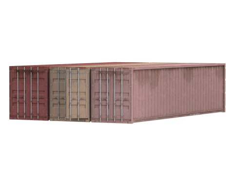 Set of 3 Shipping Container long version 3D Model