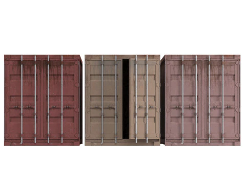 Set of 3 Shipping Container long version 3D Model
