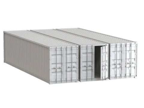 Set of 3 Shipping Container long version 3D Model