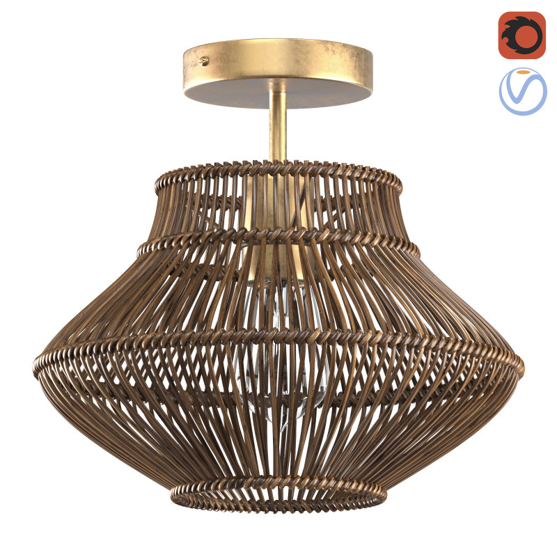 Dark Neher Rattan Semi Flush Mount 3Dプリントモデル .c4d .max .obj .3ds .fbx .stl .blend