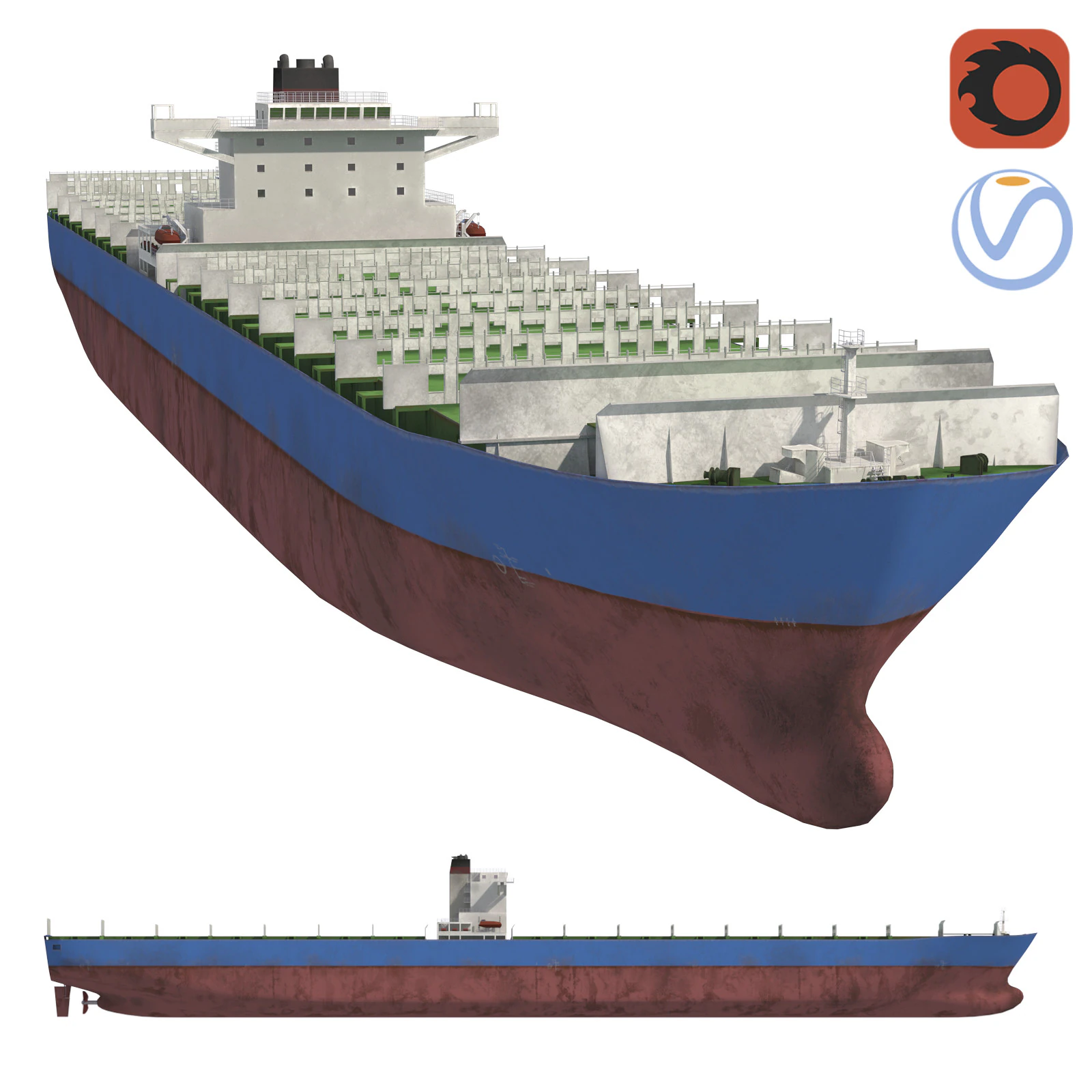 Nave mercantile AP a basso numero di poligoni Modello 3D .c4d .max .obj .3ds .fbx .stl .blend