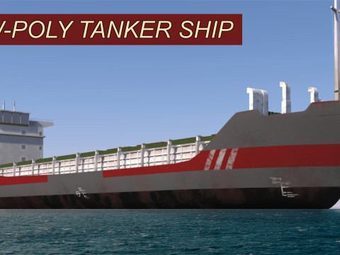 Cargo tanker ship Low-poly ap Modello 3D
