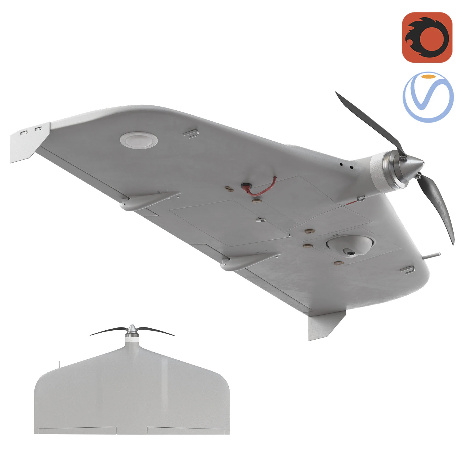 Drone UAV system Granat-1 3D Model .c4d .max .obj .3ds .fbx .stl .blend 