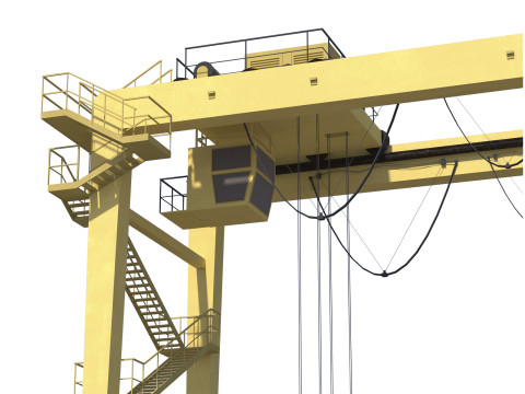 Location scene Crane load container to truck 3D 모델