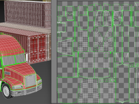 Location scene Crane load container to truck 3D 모델