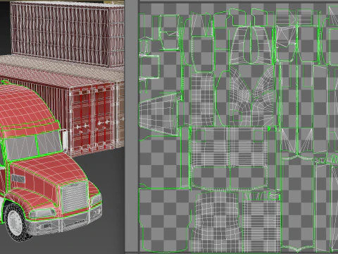 Location scene Crane load container to truck 3D Model