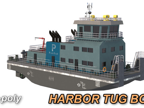 Harbor Tug boat long 3D मॉडल
