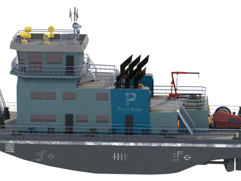 Harbor Tug boat long 3D Model