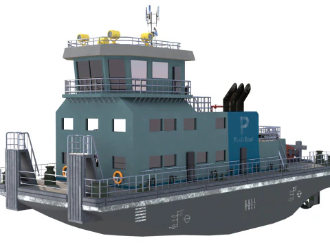 Harbor Tug boat long 3D Model