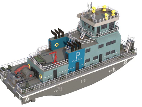 Harbor Tug boat long 3D Model